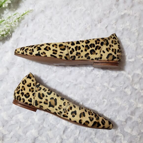 Max and Drew Women size 7 Jaguar Mimi Flat Genuine Leather Calf Hair Animal Prin - Picture 1 of 6